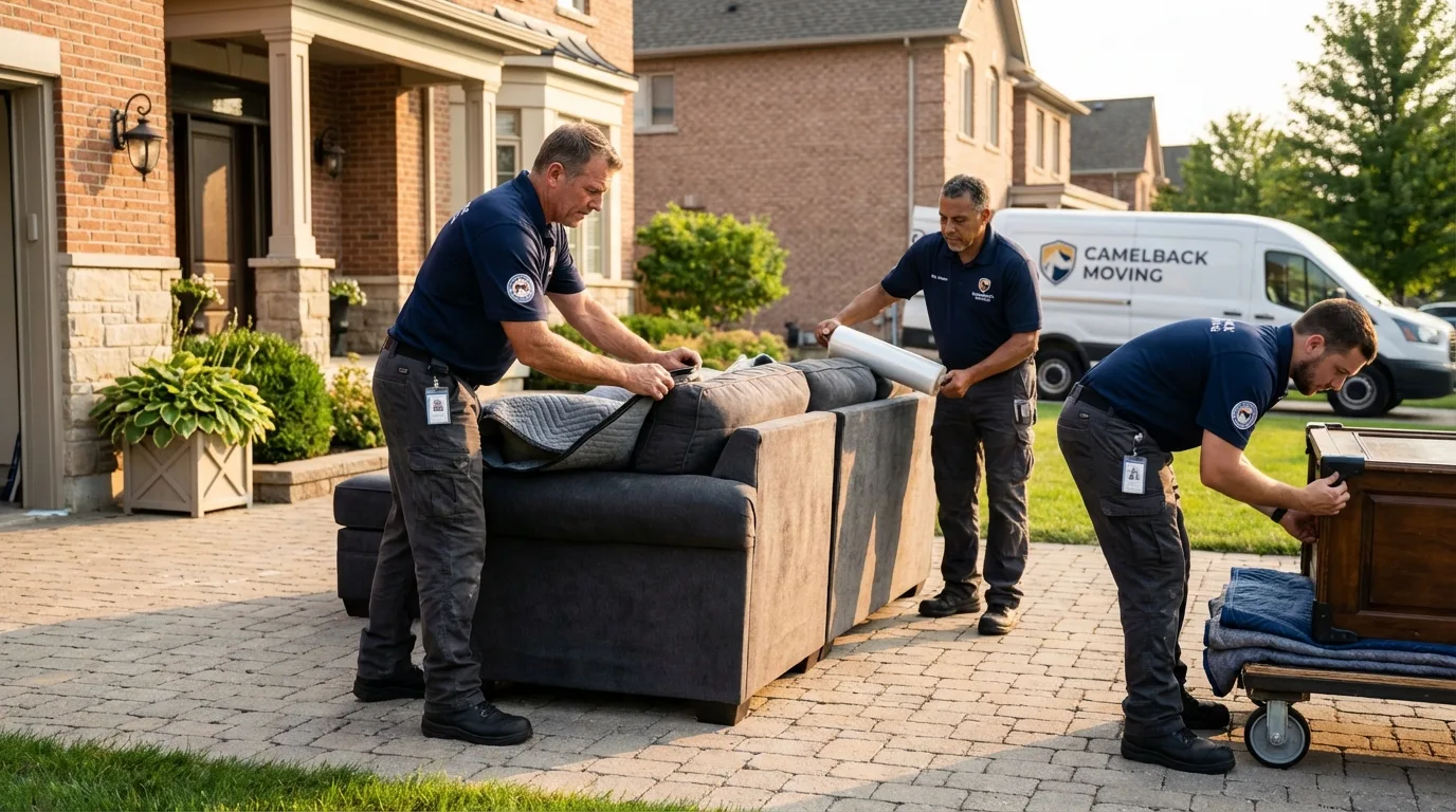 Large estate moving crew wrapping furniture in Gretna, NE